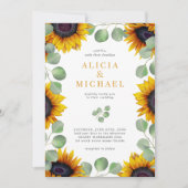 日モダン花ユーカリ結婚の緑 招待状 (正面)