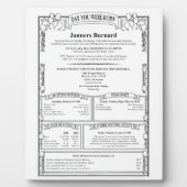 日ユニークパーソナライズされた誕生日履歴 フォトプラーク (正面)