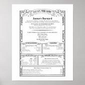 日ユニークパーソナライズされた誕生日履歴 ポスター (正面)