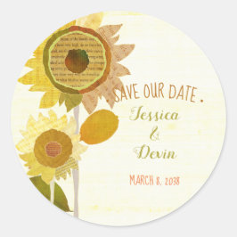 日ユニーク付を保存したひまわり結婚式 ラウンドシール