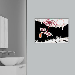 日リラックス入りポスターでビーチの椅子とカクテルに ポスター