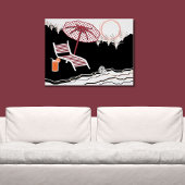 日リラックス入りポスターでビーチの椅子とカクテルに ポスター