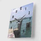 日上の遅延波止場 スクエア壁時計 (傾斜)