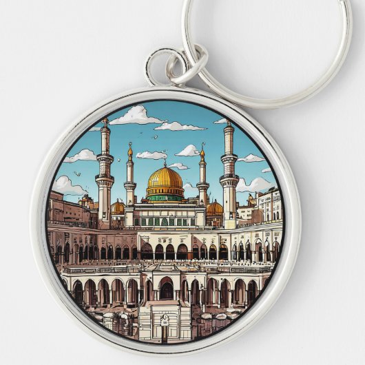 日中のドームとミナレットを持つモスク キーホルダー (正面)