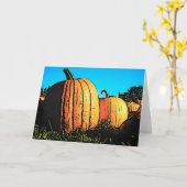 日中のハロウィーンカボチャのパッチ カード (黄色い花)