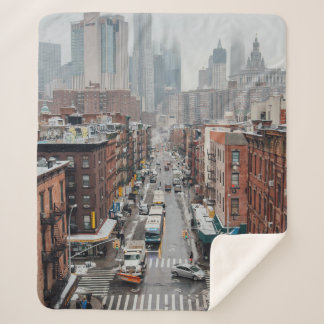 日中の町並みの航空写真 シェルパブランケット