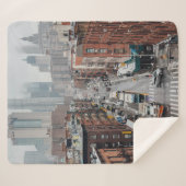 日中の町並みの航空写真 シェルパブランケット (正面(横))