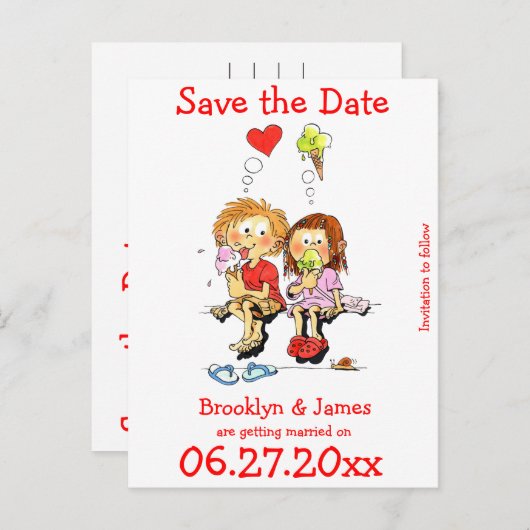 日付おもしろいはがきを保存する 案内ポストカード (正面/裏面)