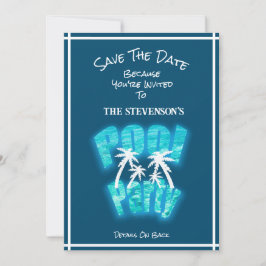 日付おもしろいプールのパーティー誕生日青 セーブザデート