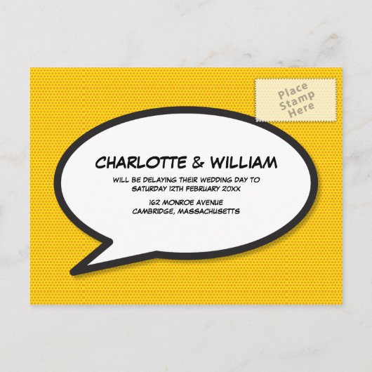 日付おもしろいモダン漫画帳の変更 案内ポストカード (裏面)