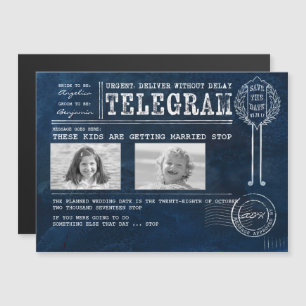 日付おもしろい電報を救う子ども向け写真 マグネット招待状