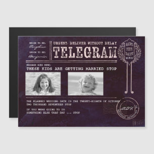 日付おもしろい電報を救う子ども向け写真 マグネット招待状