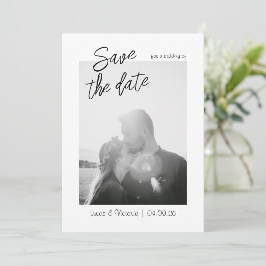 日付お洒落を保存する手書き写真 招待状 (スタンド正面)