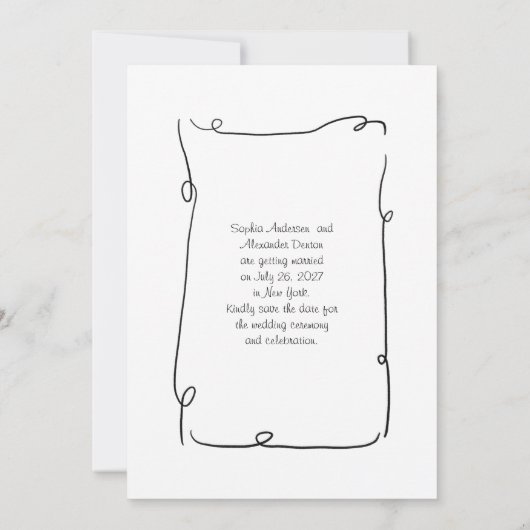 日付お洒落を保存する手書き写真 招待状 (裏面)