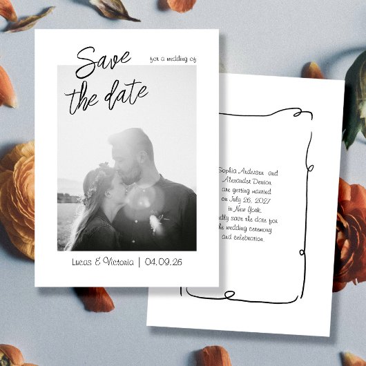 日付お洒落を保存する手書き写真 招待状