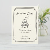 日付お洒落シャンパンタワーを保存 招待状 (スタンド正面)