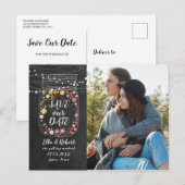 日付お知らせ マーソンジャー ライト ボヘミア風 ウェディング フォト ポストカード (正面/裏面)