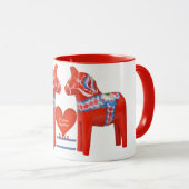 日付がついたスウェーデン人のDalaの馬一緒の25年のカスタムの マグカップ (正面右)