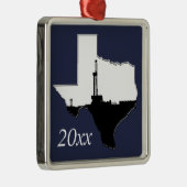 日付がついた石油開発の装備のテキサス州の州の形 メタルオーナメント (右)