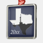 日付がついた石油開発の装備のテキサス州の州の形 メタルオーナメント (左)