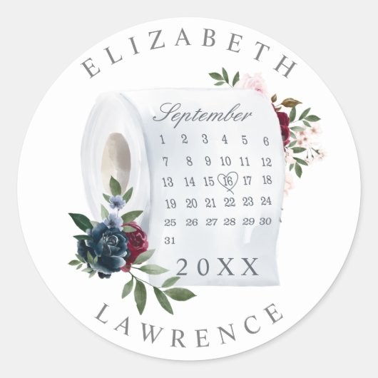 日付が赤いバラのトイレの紙カレンダーを入れ替えます ラウンドシール (正面)
