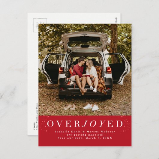 日付が赤い写真用はがきを保存する休日 シーズンポストカード (正面/裏面)