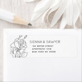 日付とサンキューカードのバラ救ラベルを貼り付け ラベル (インサイチュ)