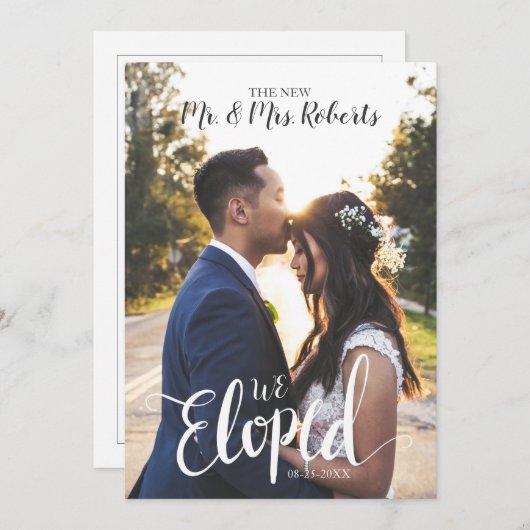 日付と共にシンプル結婚のお知らせを開催 招待状 (正面/裏面)