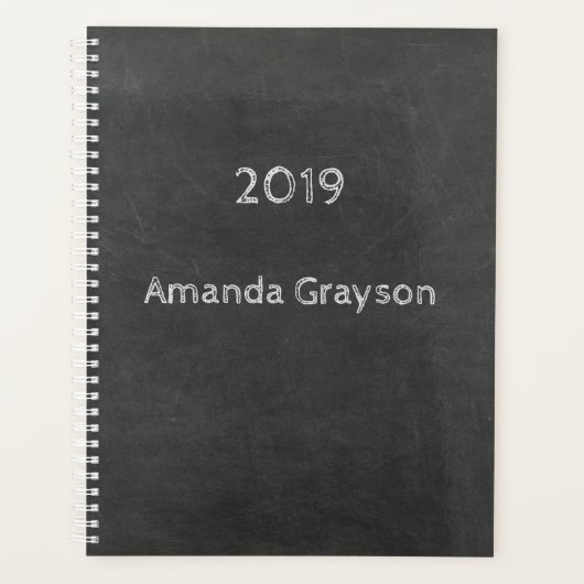日付と名前カスタム付き黒板 プランナー手帳 (正面)