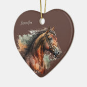 日付と名前クリスマスホース セラミックオーナメント (左)