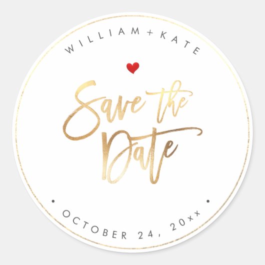 日付と金ゴールド・スクリプフェイクトの保モダン存 ラウンドシール (正面)