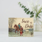 日付のおとぎ話結婚をヴィンテージに保存 ポストカード (スタンド正面)