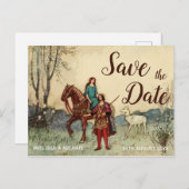 日付のおとぎ話結婚をヴィンテージに保存 ポストカード (正面/裏面)