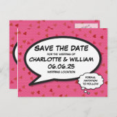 日付のおもしろいレトロ漫画ブックのアーポップ・アートのト インビテーションポストカード (正面/裏面)