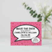 日付のおもしろいレトロ漫画ブックのアーポップ・アートのト インビテーションポストカード (スタンド正面)