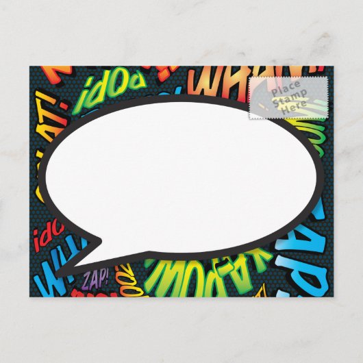 日付のおもしろいレトロ漫画ブックのアーポップ・アートのト 案内ポストカード (裏面)