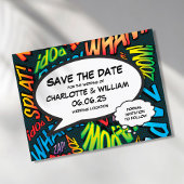 日付のおもしろいレトロ漫画ブックのアーポップ・アートのト 案内ポストカード