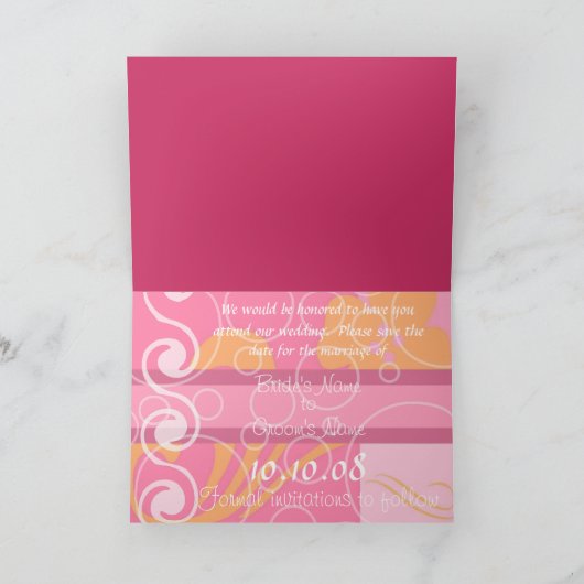 日付のお知らせ結婚を保存する 案内状 (内部)