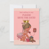 日付のかわいいプリンセスを電話で保存 招待状 (正面)