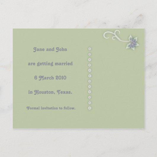 日付のつる植物と花はがきテンプレートの保存 案内ポストカード (裏面)