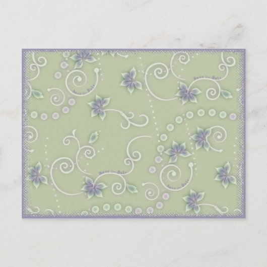 日付のつる植物と花はがきテンプレートの保存 案内ポストカード (正面)