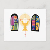 日付のはがきを節約するステンドグラスの窓 案内ポストカード (正面)