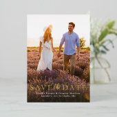 日付のをシンプル縦エレガントに1つ保存する 箔招待状 (立ち正面)