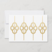 日付のアールデコの結婚披露宴の金ゴールドの招待を救って下さい セーブザデート (裏面)