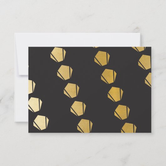 日付のアールデコの結婚披露宴の金ゴールドの招待を救って下さい セーブザデート (裏面)