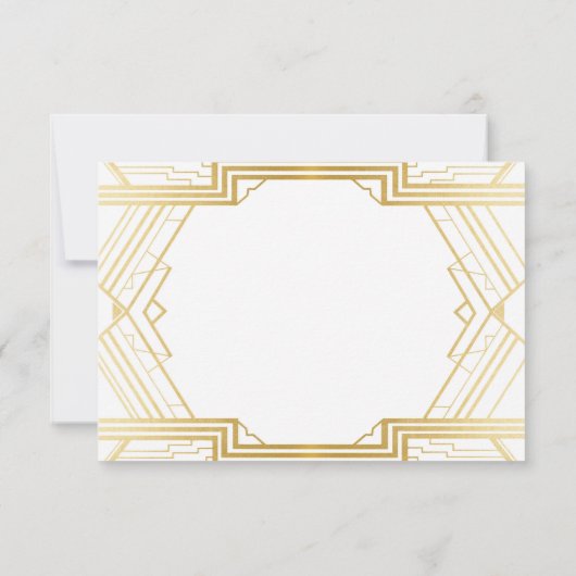 日付のアールデコの結婚披露宴の金ゴールドの招待を救って下さい セーブザデート (裏面)