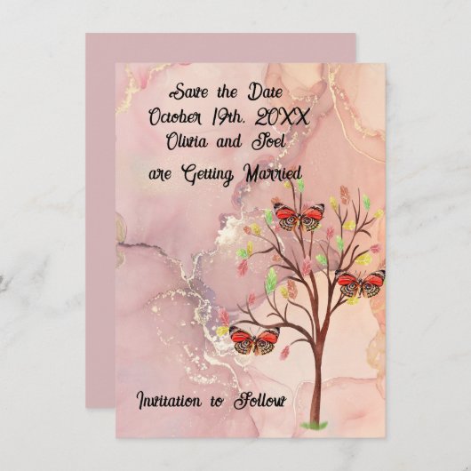 日付のイベント結婚カードの保存 招待状 (正面/裏面)