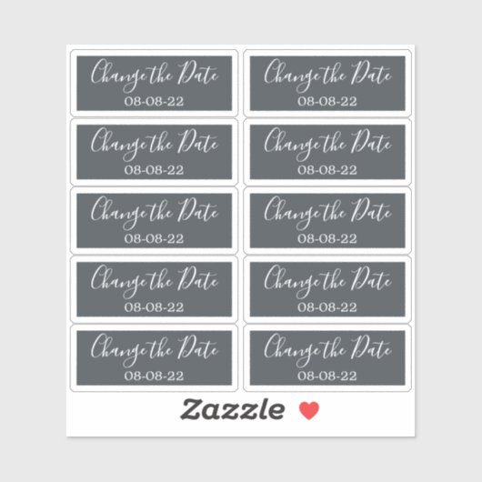 日付のウェディングラベルを0.8" x 2"オフ – ブラックに変更 シール (シート)