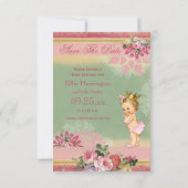 日付のエッフェル塔のプリンセスのベビーシャワーを救って下さい セーブザデート (裏面)