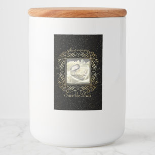 日付のエレガントな金ゴールドホイルの点の原稿を救って下さい フードラベル